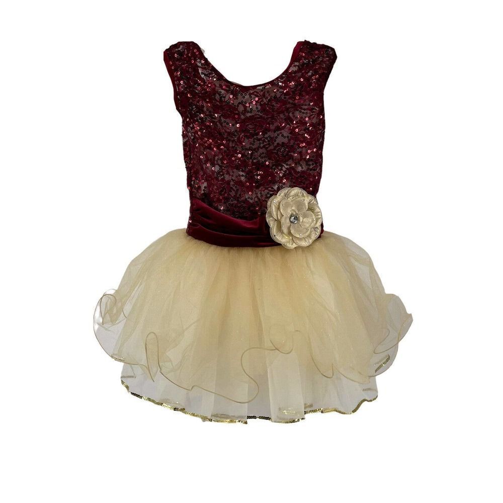 Weissman Dance Costume Tutu Ballet Size LC Style 9737 Burgundy Sequin Glitter